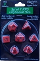 Role 4 Initiative Polyhedral 7 Dice Set: Opaque Red with Black Numbers 