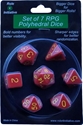 Role 4 Initiative Polyhedral 7 Dice Set: Red with Gold Numbers 
