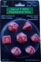Role 4 Initiative Polyhedral 7 Dice Set: Opaque Red with White Numbers 