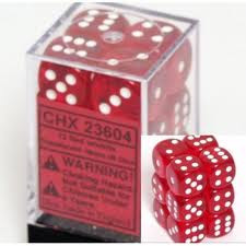 Chessex (23604): D6: 16mm: Translucent: Red/White 
