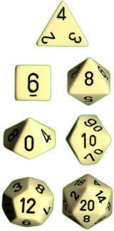 Chessex (25400): Polyhedral 7-Die Set: Opaque: Ivory/Black 