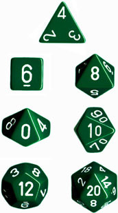 Chessex (25405): Polyhedral 7-Die Set: Opaque: Green/White 