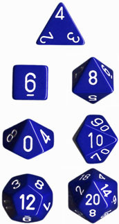 Chessex (25406): Polyhedral 7-Die Set: Opaque: Blue/White 