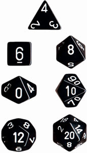 Chessex (25408): Polyhedral 7-Die Set: Opaque: Black/White 
