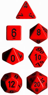 Chessex (25414): Polyhedral 7-Die Set: Opaque: Red/Black 