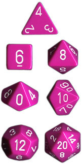 Chessex (25427): Polyhedral 7-Die Set: Opaque: Light Purple/White 