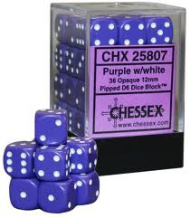 Chessex (25807): D6: 12mm: Opaque: Purple/White 
