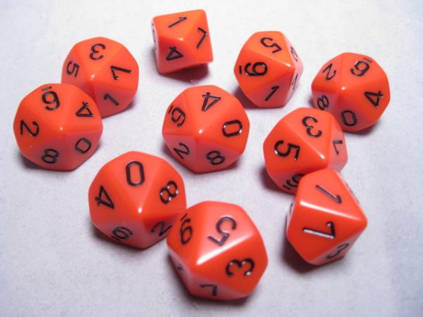 Chessex (26203): D10: Opaque: Orange/Black 