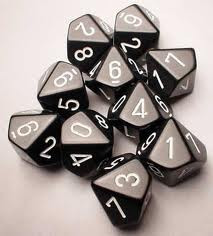 Chessex (26208): D10: Opaque: Black/White 