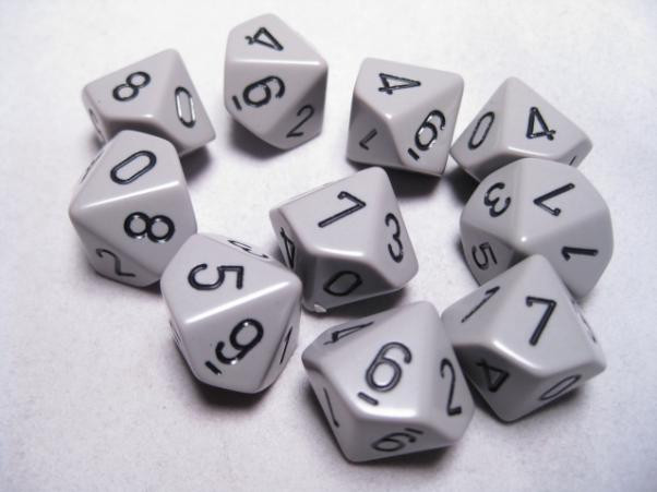 Chessex (26210): D10: Opaque: Dark Grey/Black 