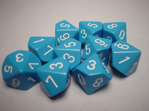 Chessex (26216): D10: Opaque: Light Blue/White 