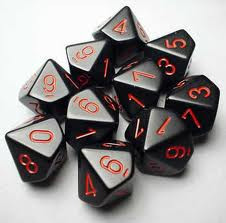 Chessex (26218): D10: Opaque: Black/Red 