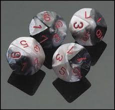 Chessex (26221): D10: Gemini: Black White/Red 