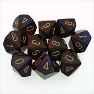 Chessex (26226): D10: Gemini: Purple Red/Gold 