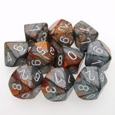 Chessex (26224): D10: Gemini: Copper Steel/White 