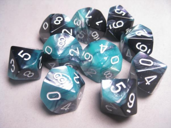 Chessex (26246): D10: Gemini: Black Shell/White 
