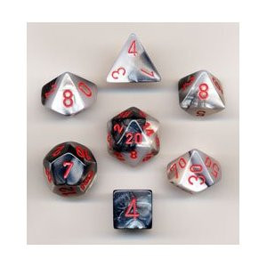Chessex (26421): Polyhedral 7-Die Set: Gemini: Black White/Red 