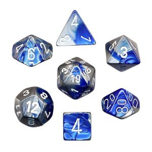 Chessex (26423): Polyhedral 7-Die Set: Gemini: Blue Steel/White 