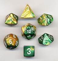 Chessex (26425): Polyhedral 7-Die Set: Gemini: Gold Green/White 