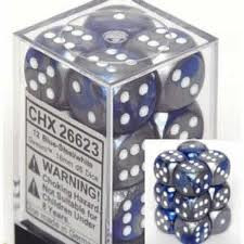 Chessex (26623): D6: 16mm: Gemini: Blue Steel/White 