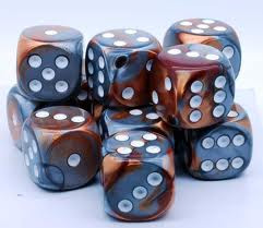 Chessex (26624): D6: 16mm: Gemini: Copper Steel/White 