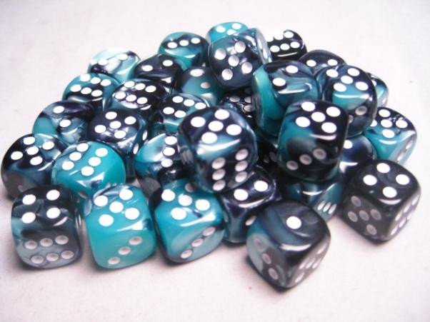 Chessex (26846): D6: 12mm: Gemini: Black Shell/White 