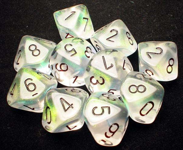 Chessex (27200): D10: Borealis: Clear/Black 