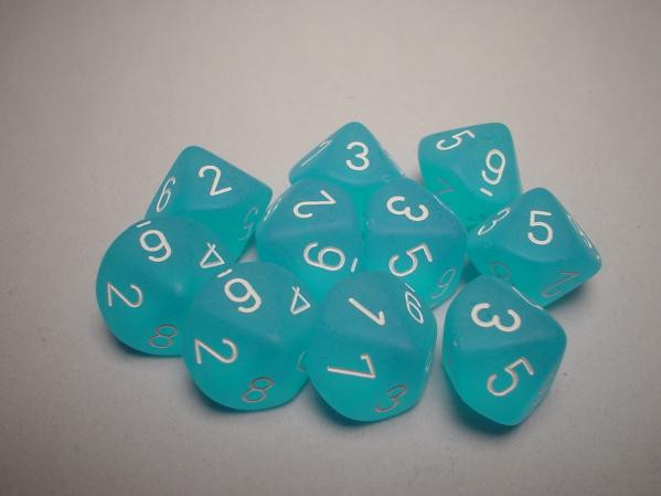 Chessex (27216): D10: Frosted: Caribbean Blue/White 