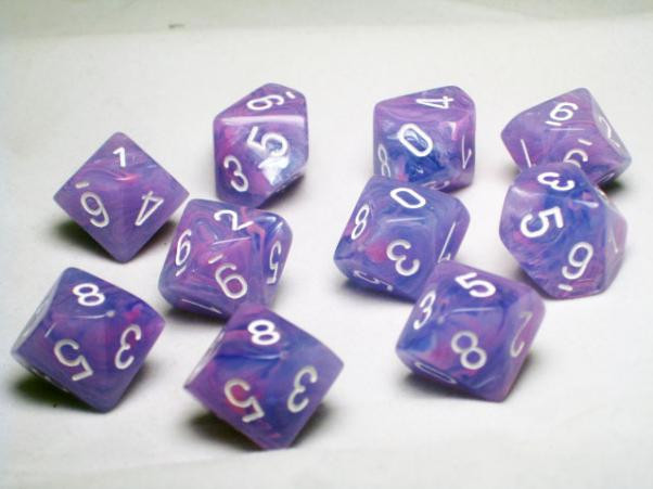 Chessex (27217): D10: Wild: Purple/White 