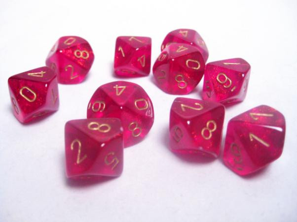 Chessex (27224): D10: Borealis: Magenta/Gold 