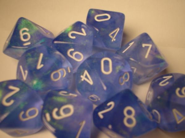 Chessex (27226): D10: Borealis: Sky Blue/White 