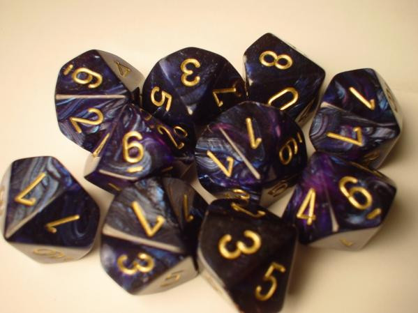 Chessex (27227): D10: Scarab: Royal Blue/Gold 