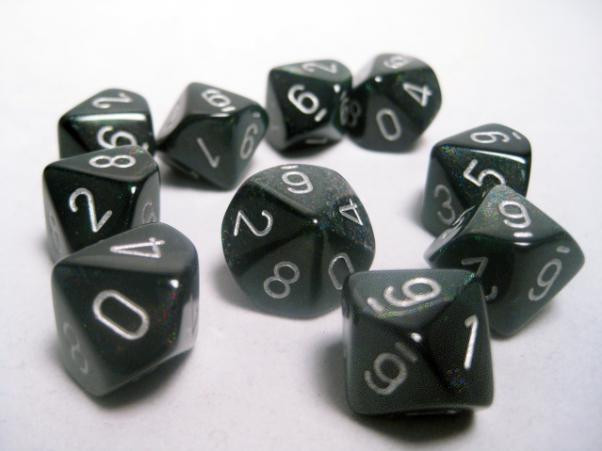 Chessex (27228): D10: Borealis: Smoke/Silver 