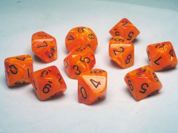 Chessex (27233): D10: Vortex: Orange/Black 