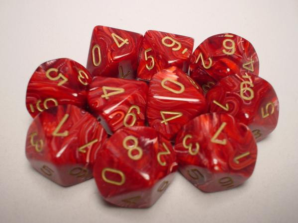 Chessex (27234): D10: Vortex: Burgundy/Gold 