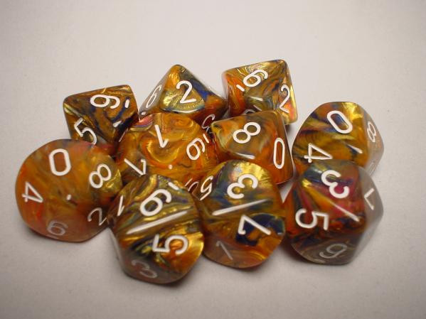 Chessex (27243): D10: Festive: Mardi Gras/White 