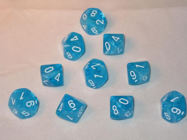 Chessex (27246): D10: Cirrus: Light Blue/White 