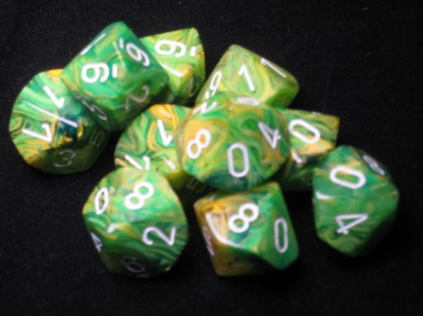 Chessex (27252): D10: Vortex: Dandelion/White 