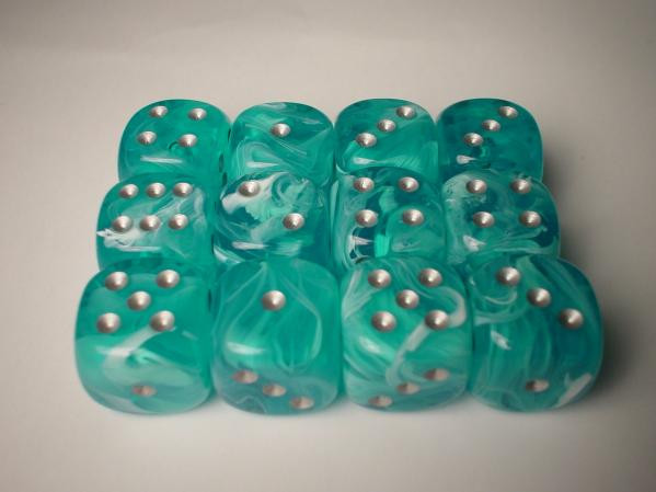 Chessex (27265): D10: Cirrus: Aqua/Silver 