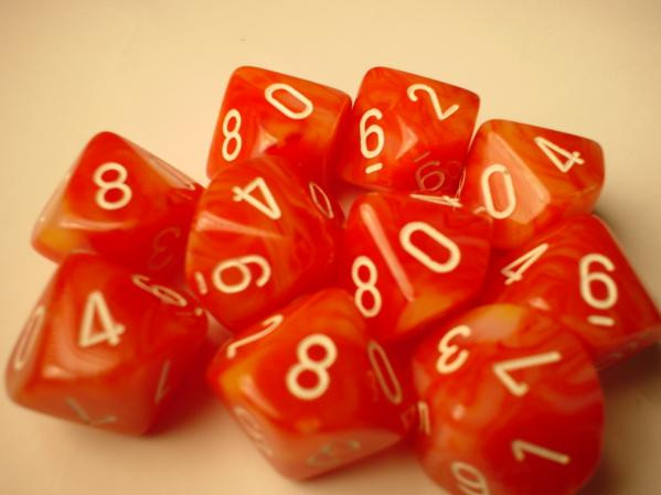 Chessex (27283): D10: Phantom: Orange/White 