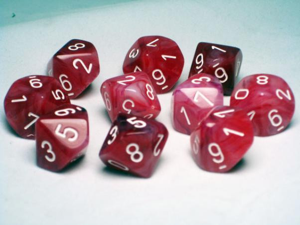 Chessex (27284): D10: Phantom: Cranberry/White 