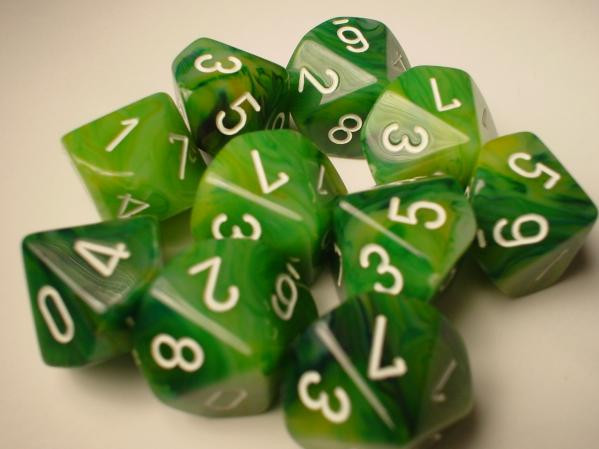 Chessex (27285): D10: Phantom: Green/White 
