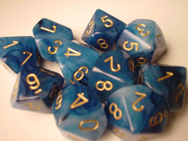 Chessex (27289): D10: Phantom: Teal/Gold 