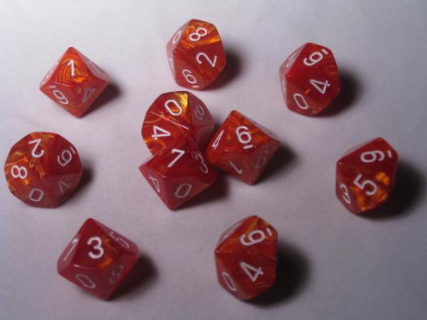 Chessex (27292): D10: Lustrous: Bronze/White 