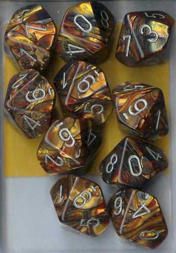 Chessex (27293): D10: Lustrous: Gold/Silver 