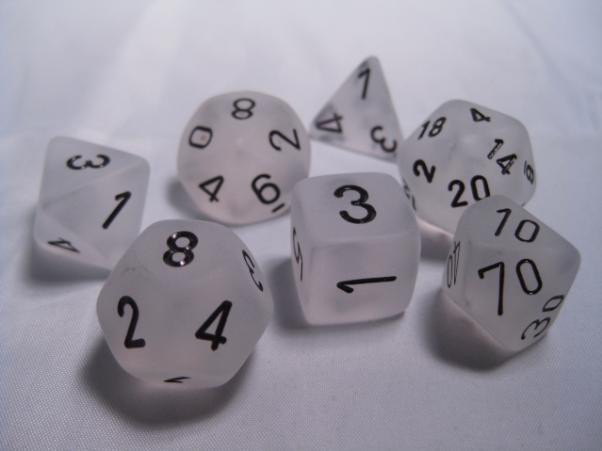 Chessex (27401): Polyhedral 7-Die Set: Frosted: Clear/Black 