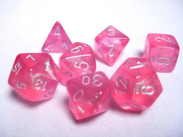 Chessex (27404): Polyhedral 7-Die Set: Borealis: Pink/Silver 