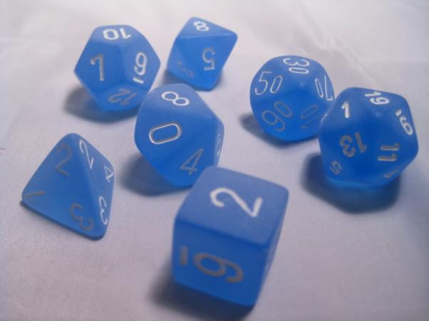 Chessex (27406): Polyhedral 7-Die Set: Frosted: Blue/White 