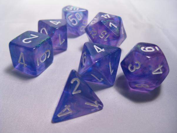 Chessex (27407): Polyhedral 7-Die Set: Borealis: Purple/White 