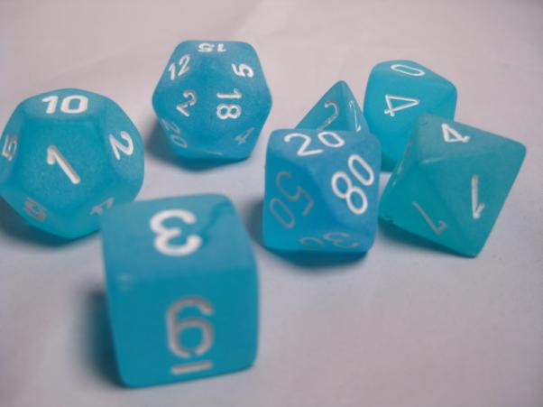 Chessex (27416): Polyhedral 7-Die Set: Frosted: Caribbean Blue/White 